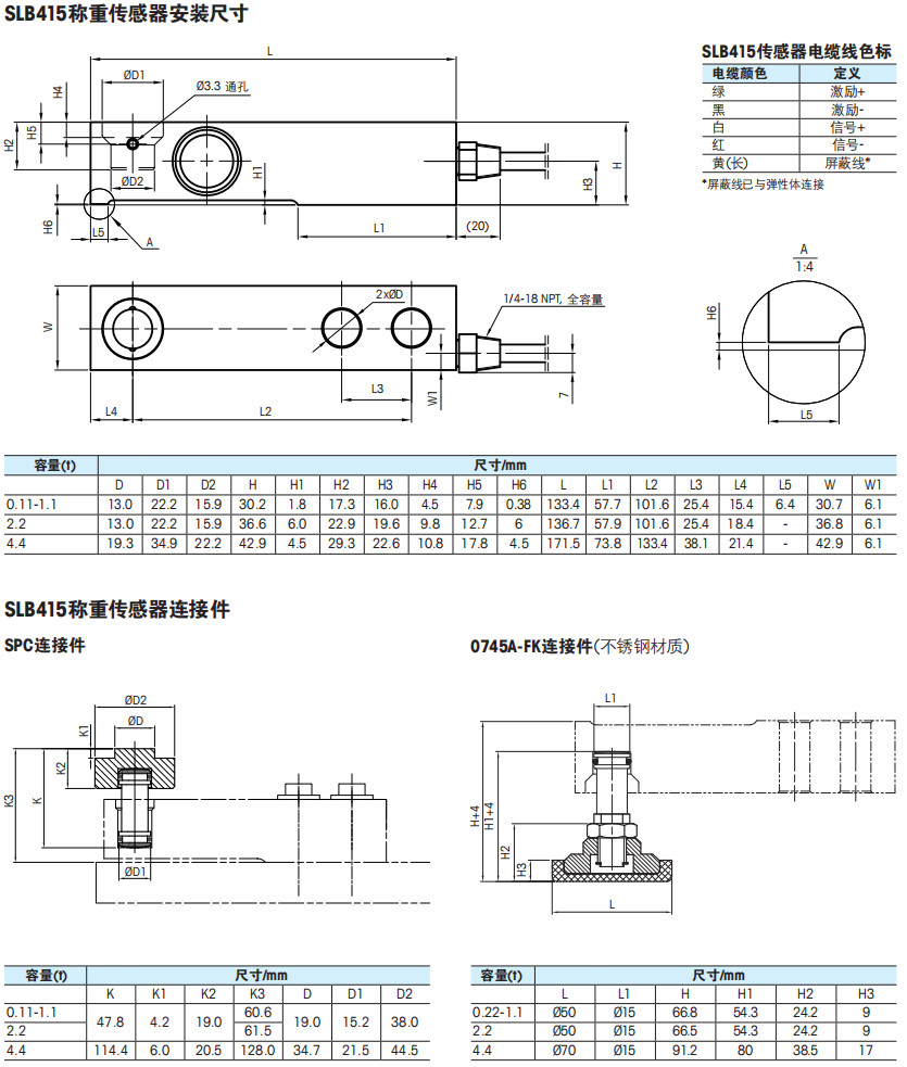 SLB415称重传感器安装尺寸