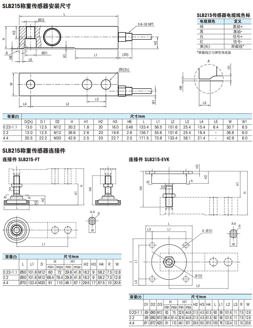 SLB215称重传感器安装尺寸